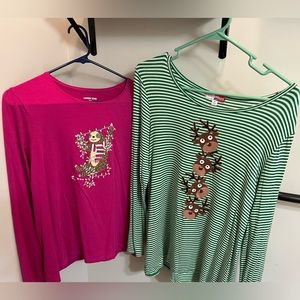 Two ladies Christmas long sleeve shirts